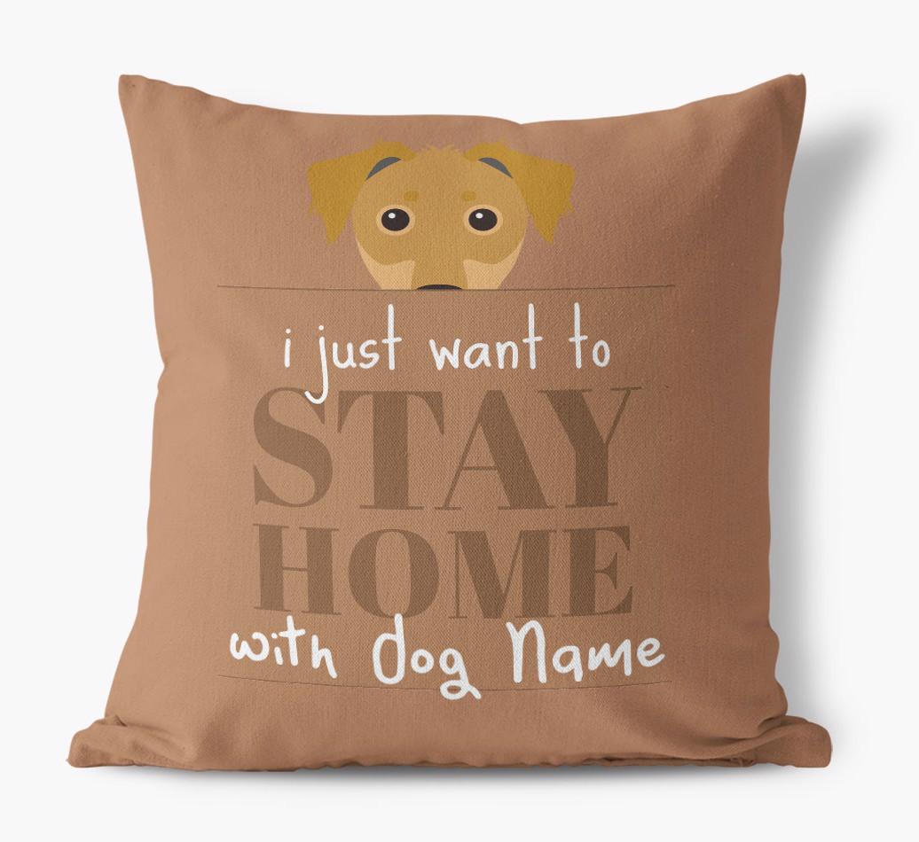 Stay Home: Personalized {breedFullName} Canvas Pillow
