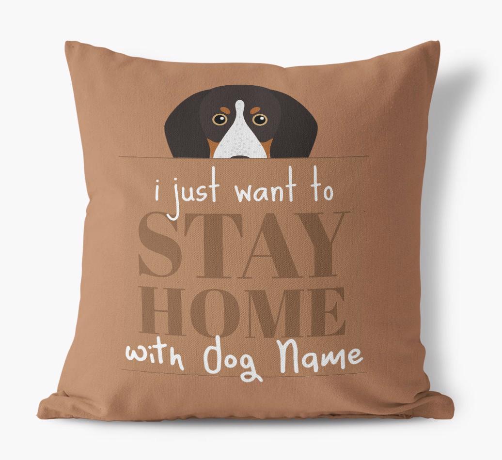 Stay Home: Personalized {breedFullName} Canvas Pillow