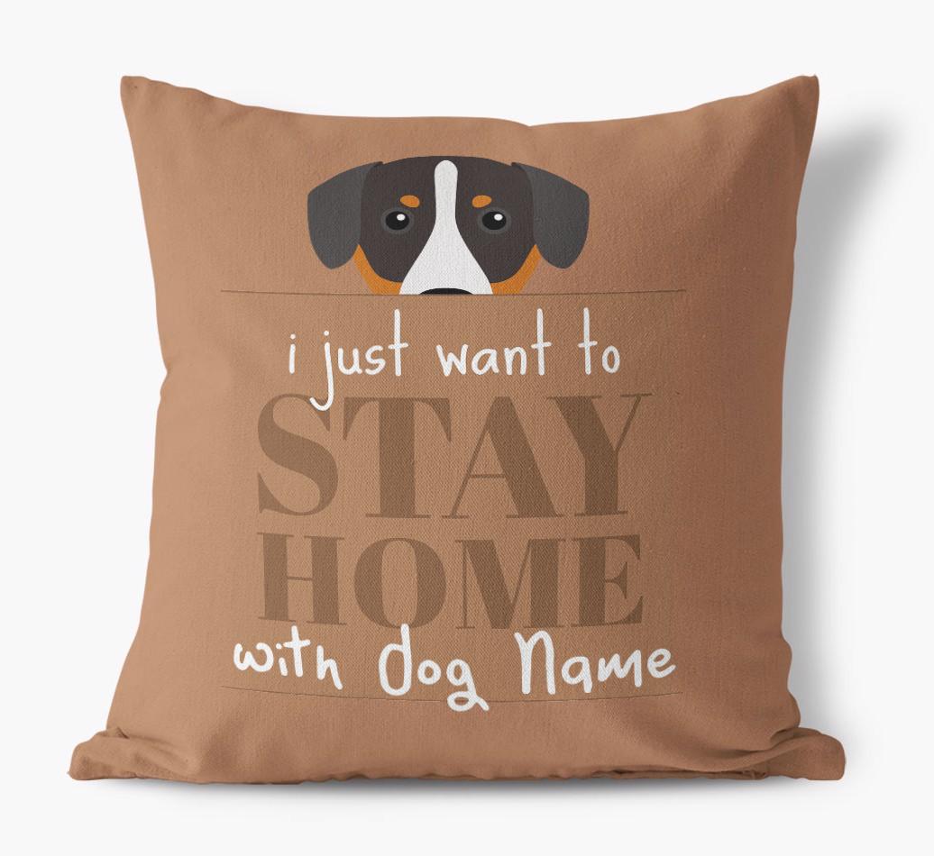 Stay Home: Personalized {breedFullName} Canvas Pillow