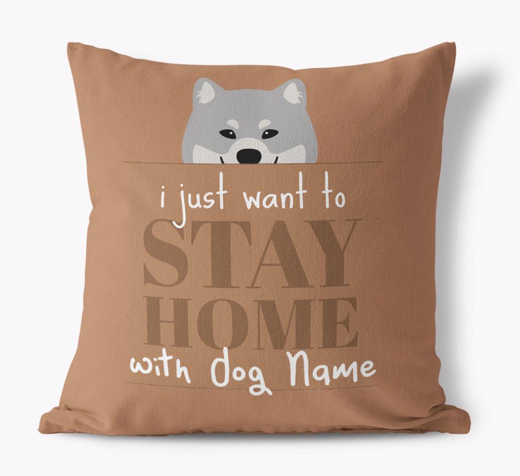 Stay Home: Personalized {breedFullName} Canvas Pillow