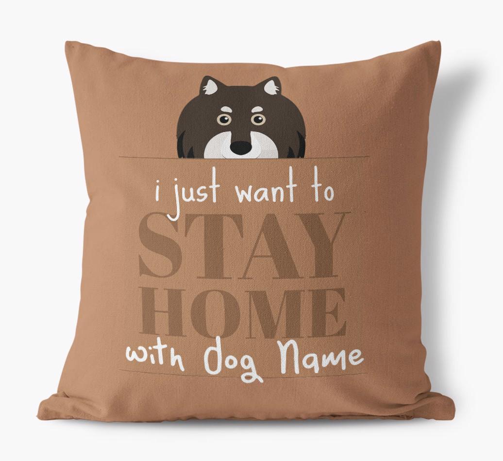 Stay Home: Personalized {breedFullName} Canvas Pillow