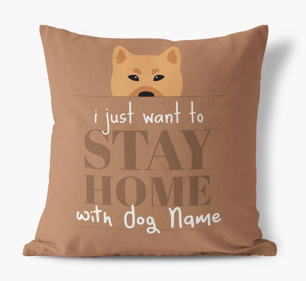 Stay Home: Personalized {breedFullName} Canvas Pillow