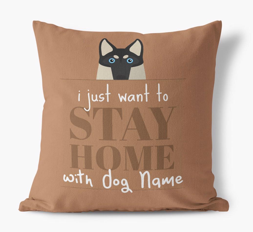 Stay Home: Personalized {breedFullName} Canvas Pillow