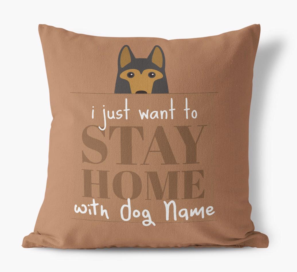 Stay Home: Personalized {breedFullName} Canvas Pillow
