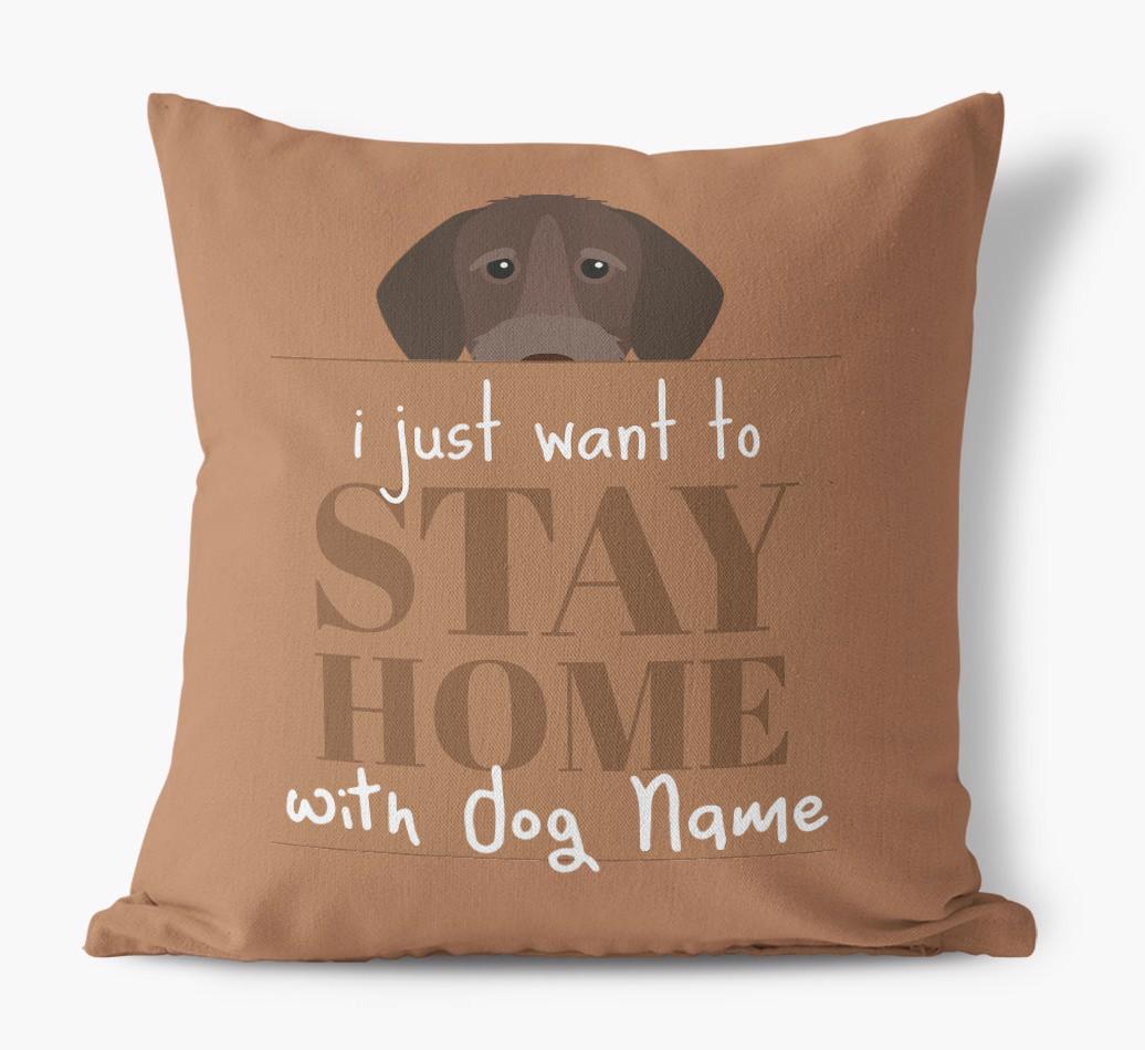 Stay Home: Personalized {breedFullName} Canvas Pillow