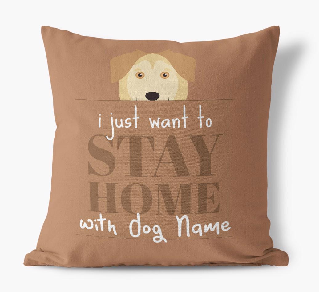 Stay Home: Personalized {breedFullName} Canvas Pillow