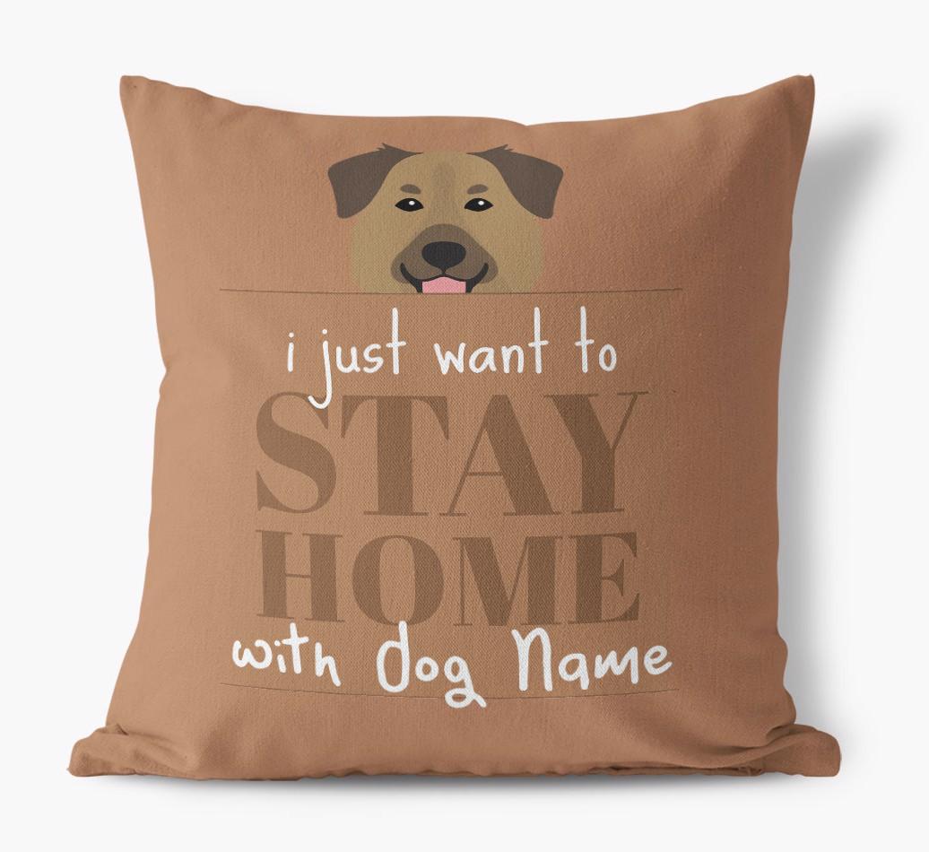 Stay Home: Personalized {breedFullName} Canvas Pillow