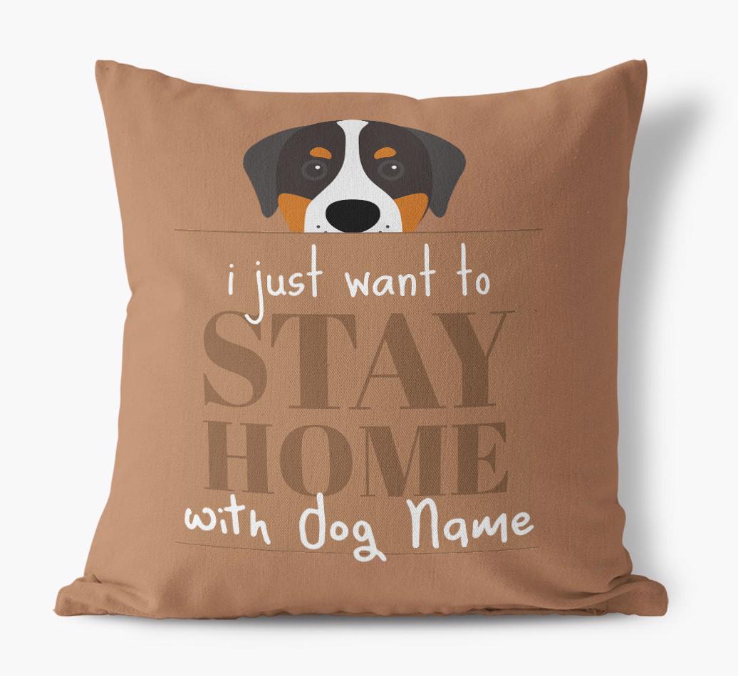 Stay Home: Personalized {breedFullName} Canvas Pillow