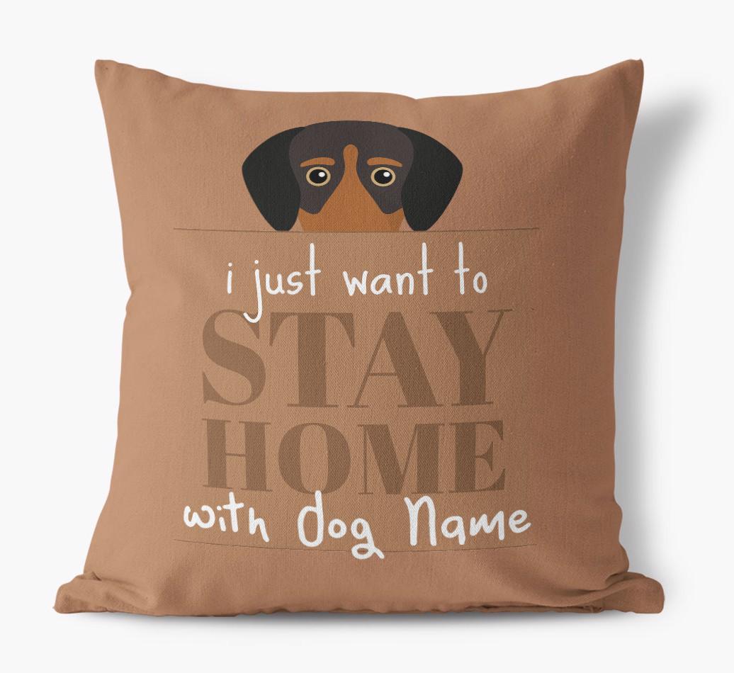 Stay Home: Personalized {breedFullName} Canvas Pillow