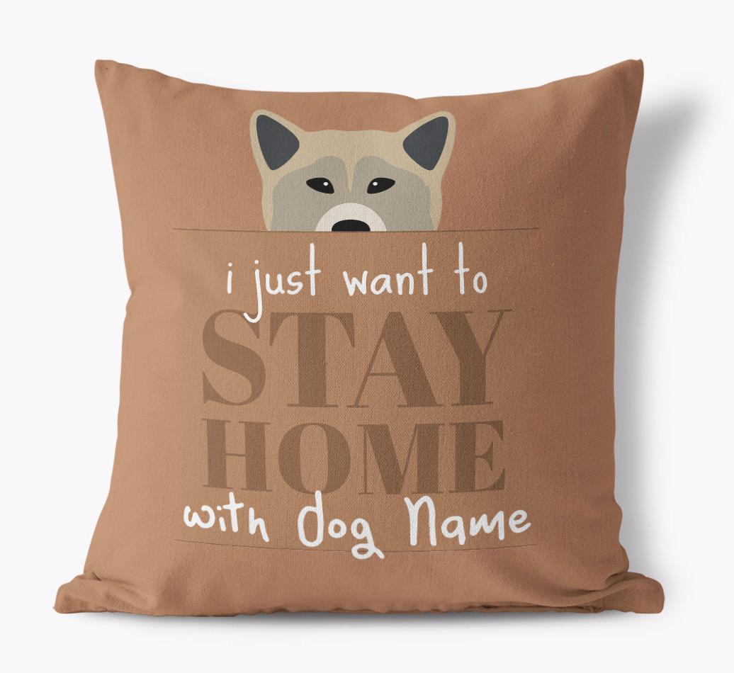 Stay Home: Personalized {breedFullName} Canvas Pillow