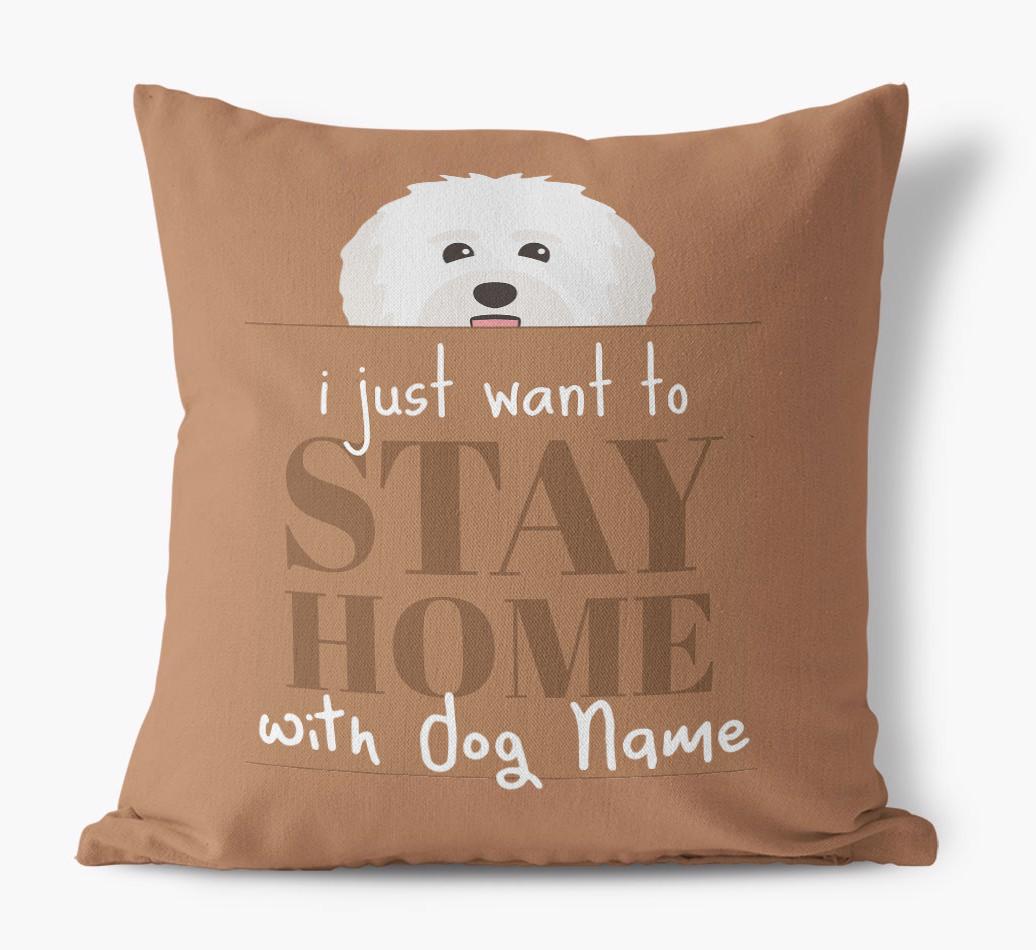 Stay Home: Personalized {breedFullName} Canvas Pillow