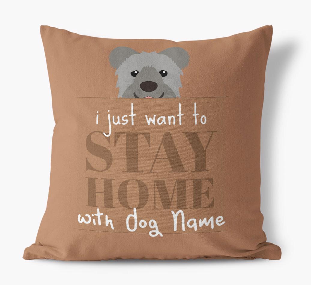Stay Home: Personalized {breedFullName} Canvas Pillow