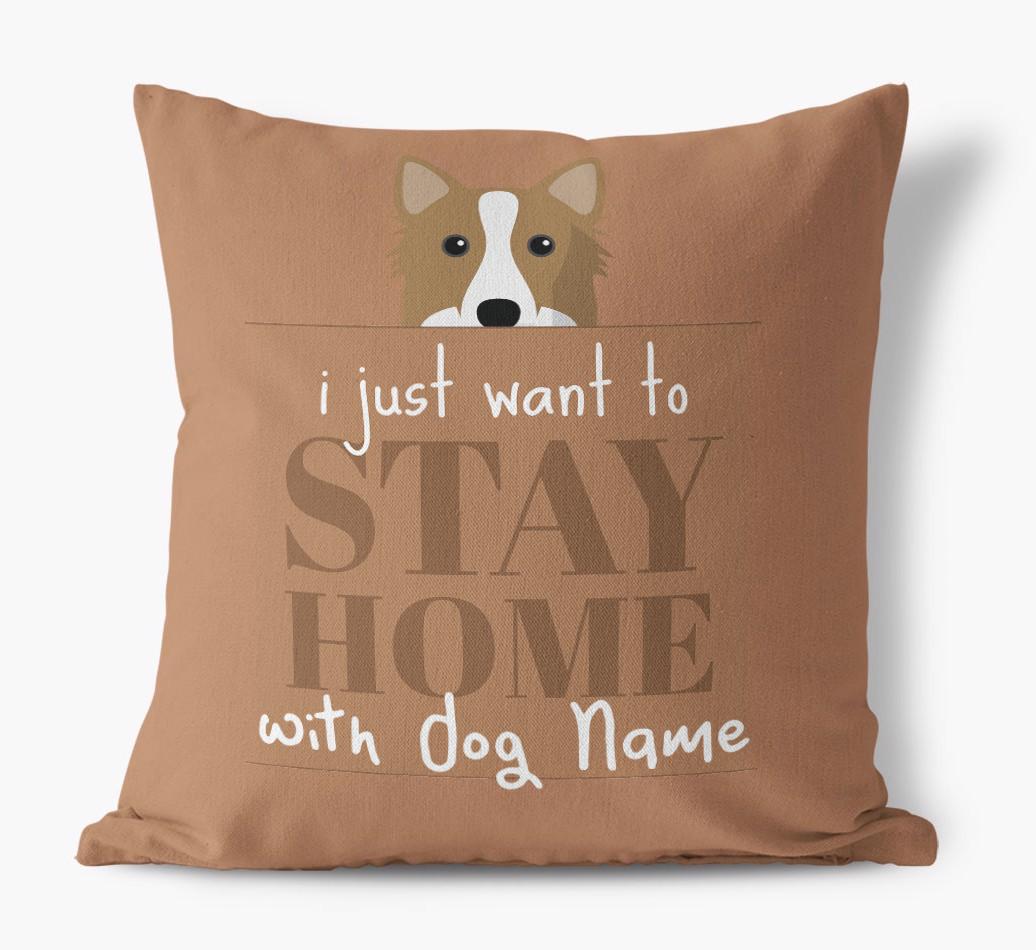 Stay Home: Personalized {breedFullName} Canvas Pillow