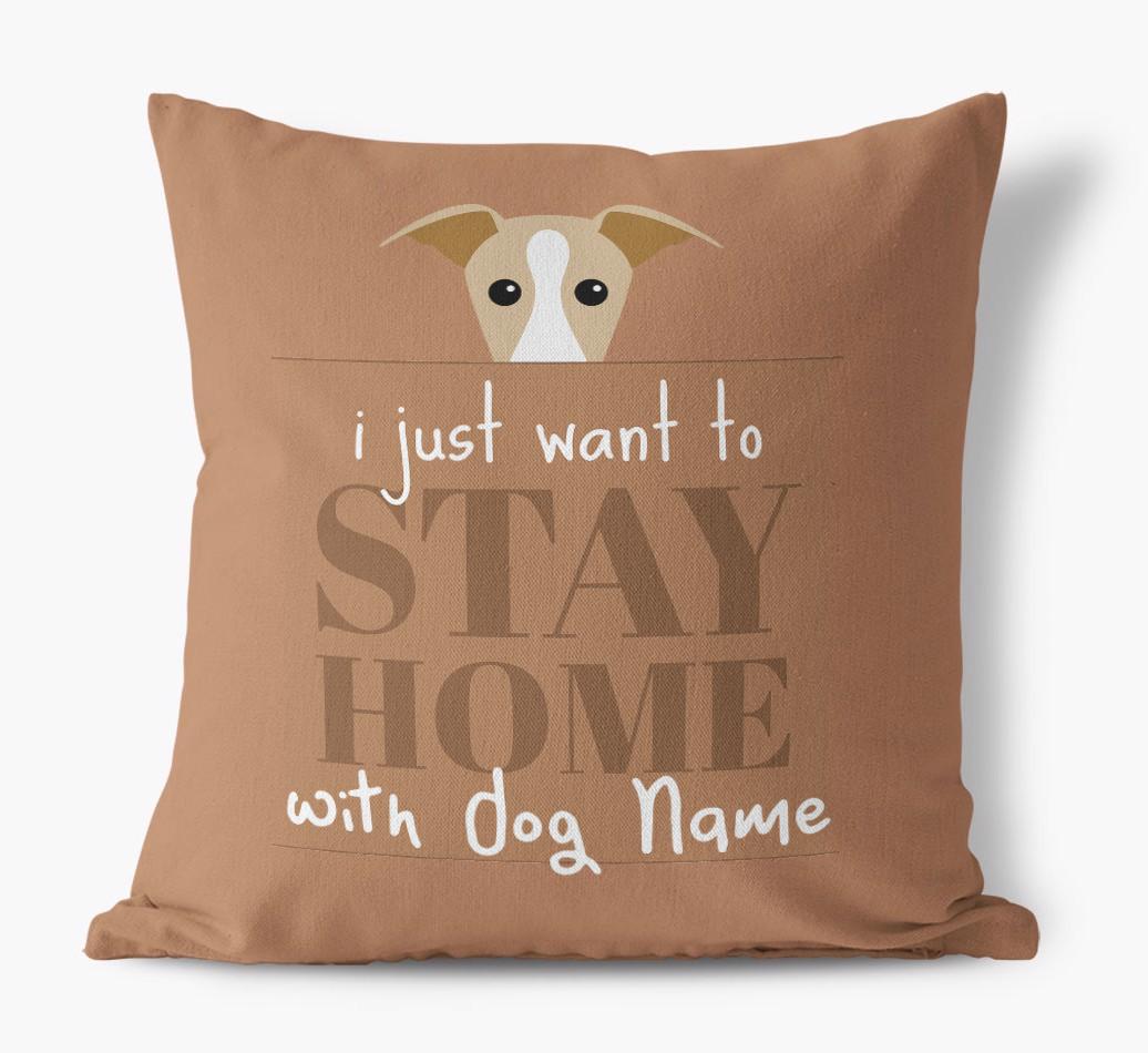 Stay Home: Personalized {breedFullName} Canvas Pillow