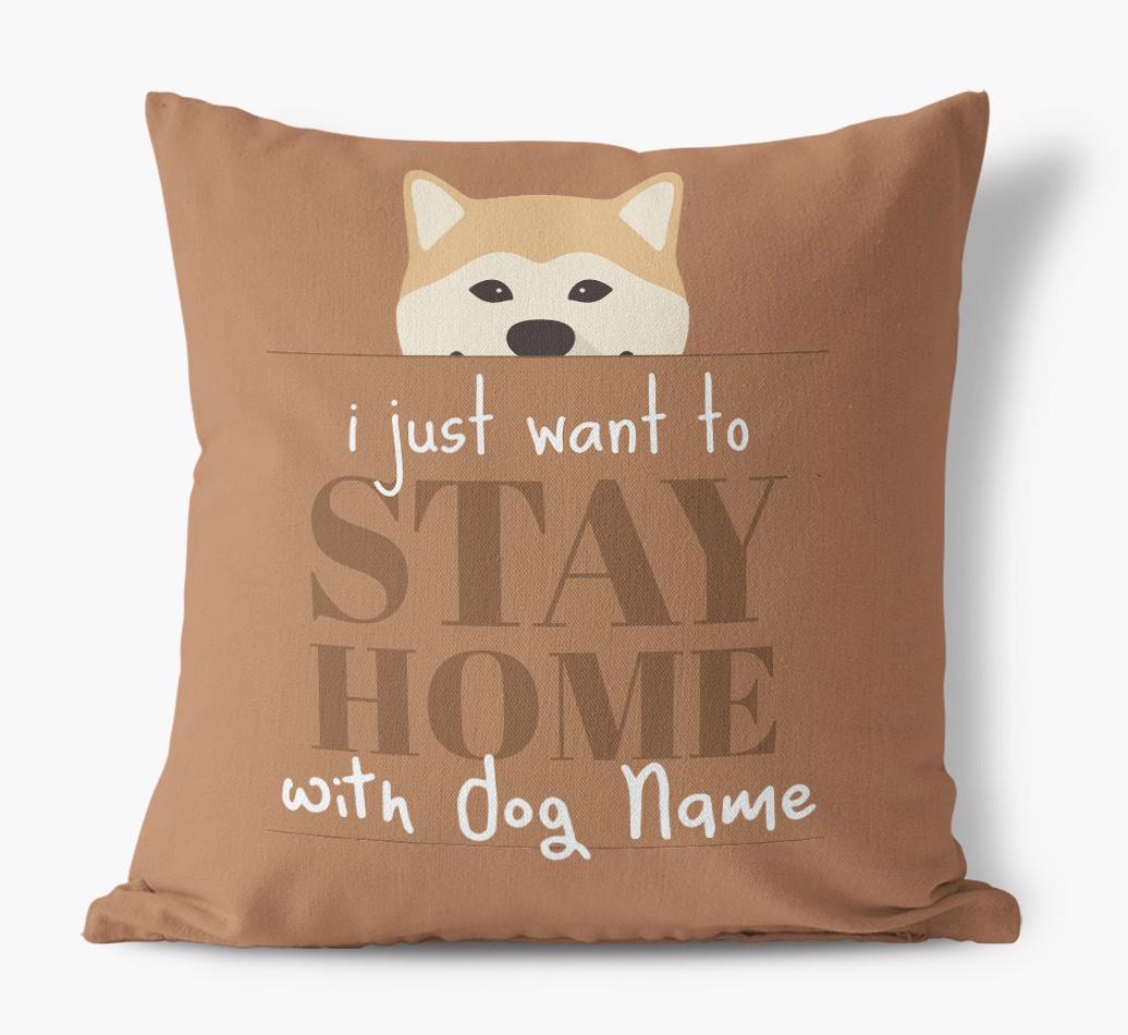 Stay Home: Personalized {breedFullName} Canvas Pillow
