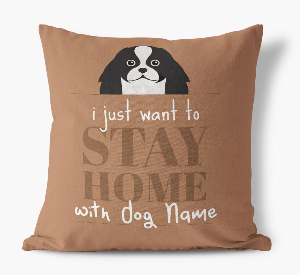 Stay Home: Personalized {breedFullName} Canvas Pillow