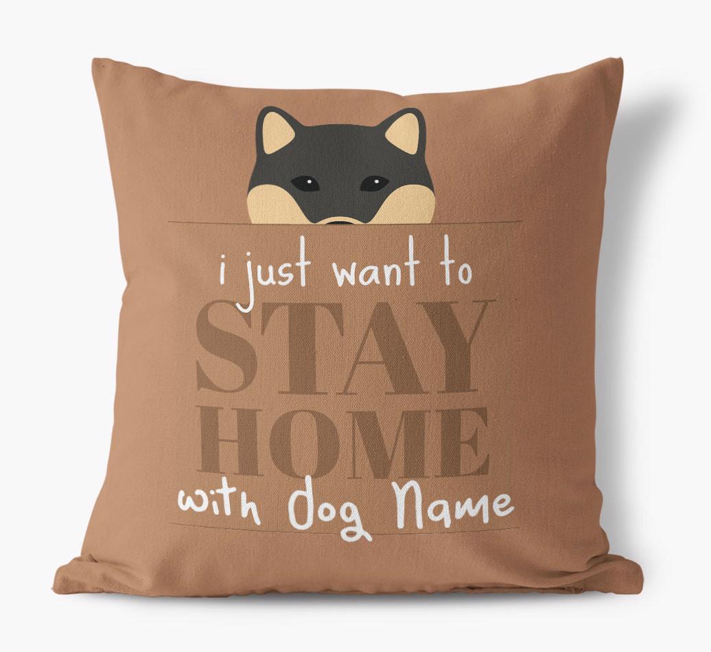 Stay Home: Personalized {breedFullName} Canvas Pillow