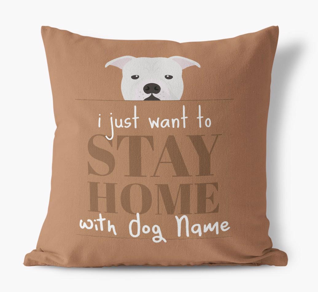 Stay Home: Personalized {breedFullName} Canvas Pillow