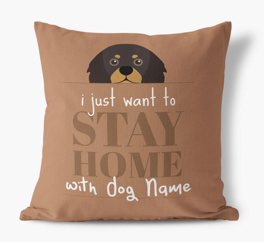 Stay Home: Personalized {breedFullName} Canvas Pillow
