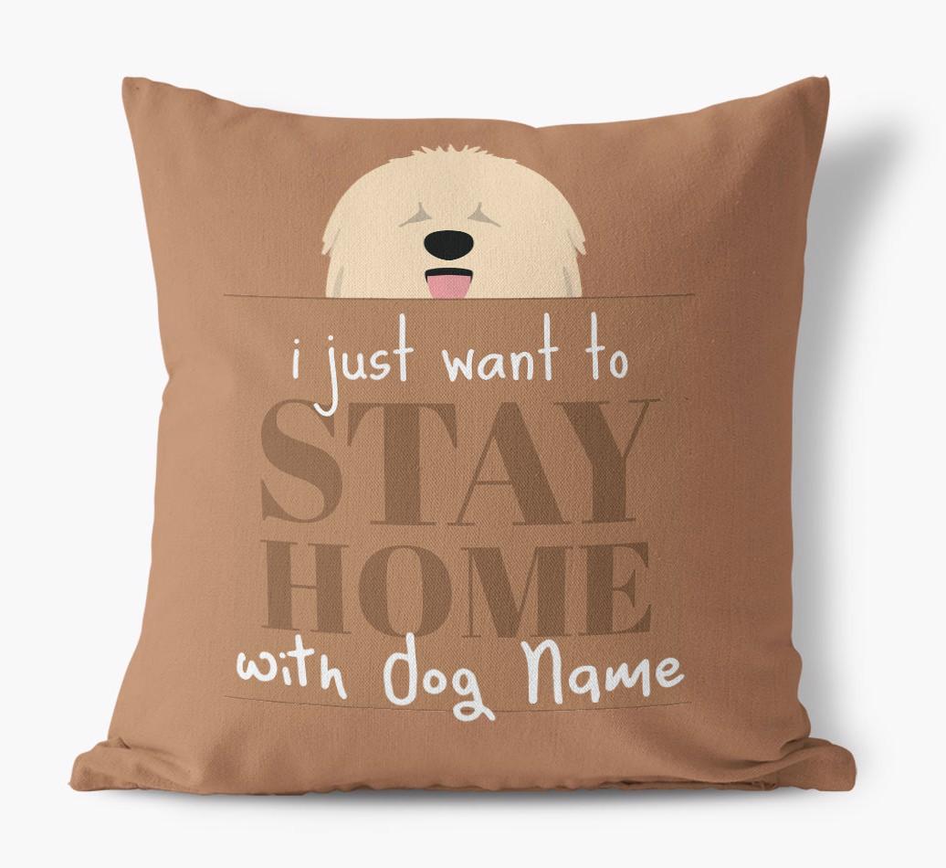 Stay Home: Personalized {breedFullName} Canvas Pillow
