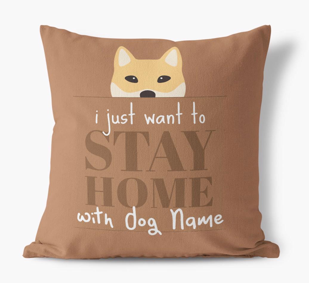 Stay Home: Personalized {breedFullName} Canvas Pillow