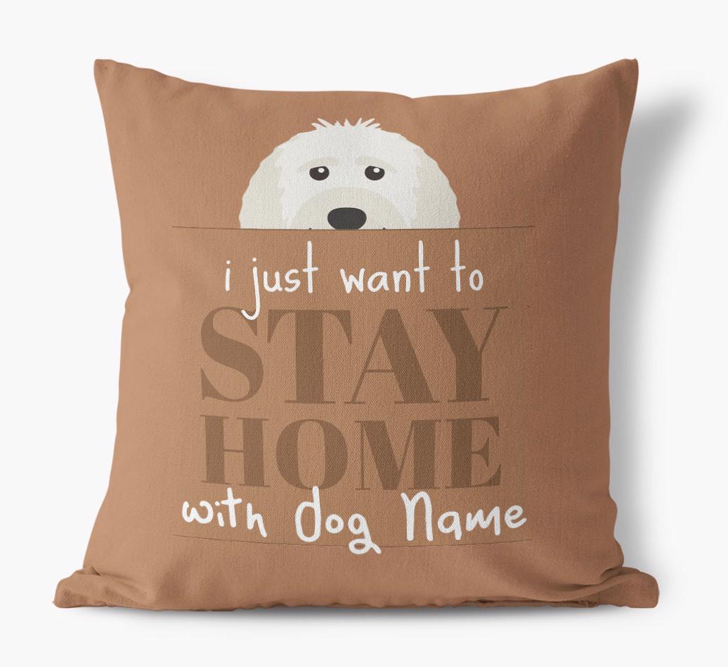Stay Home: Personalized {breedFullName} Canvas Pillow