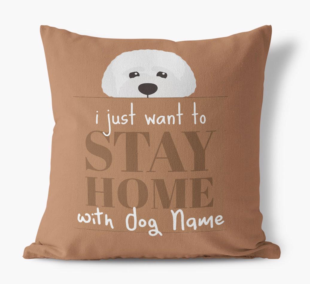 Stay Home: Personalized {breedFullName} Canvas Pillow