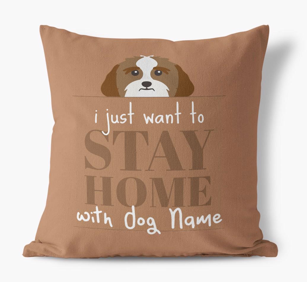 Stay Home: Personalized {breedFullName} Canvas Pillow