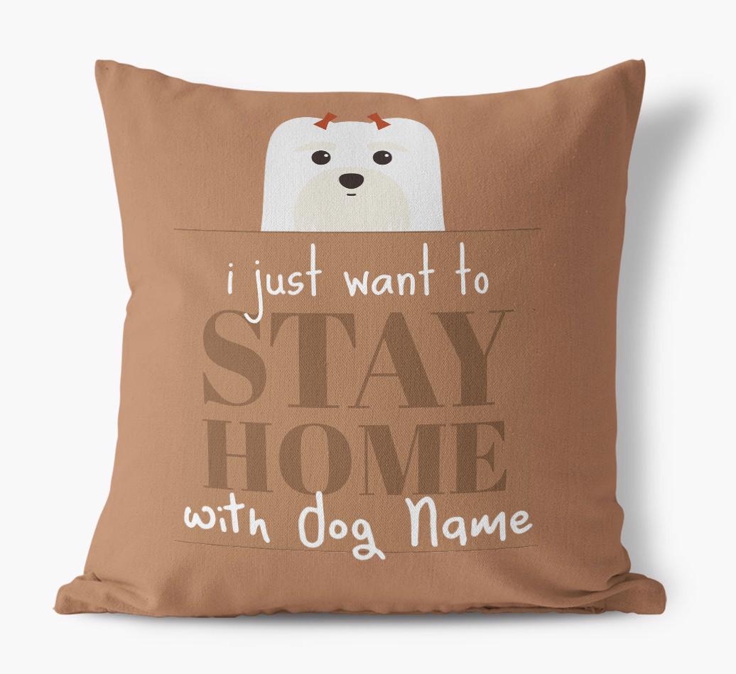 Stay Home: Personalized {breedFullName} Canvas Pillow