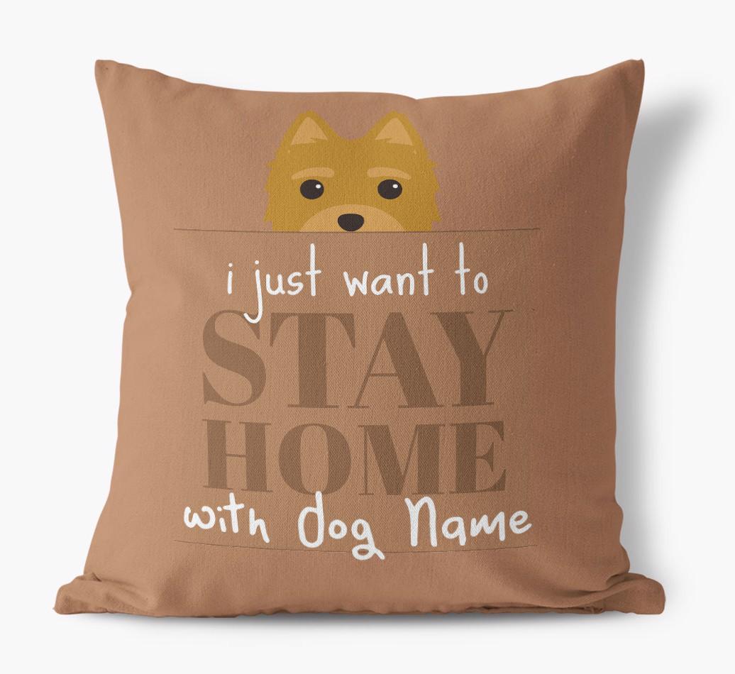 Stay Home: Personalized {breedFullName} Canvas Pillow