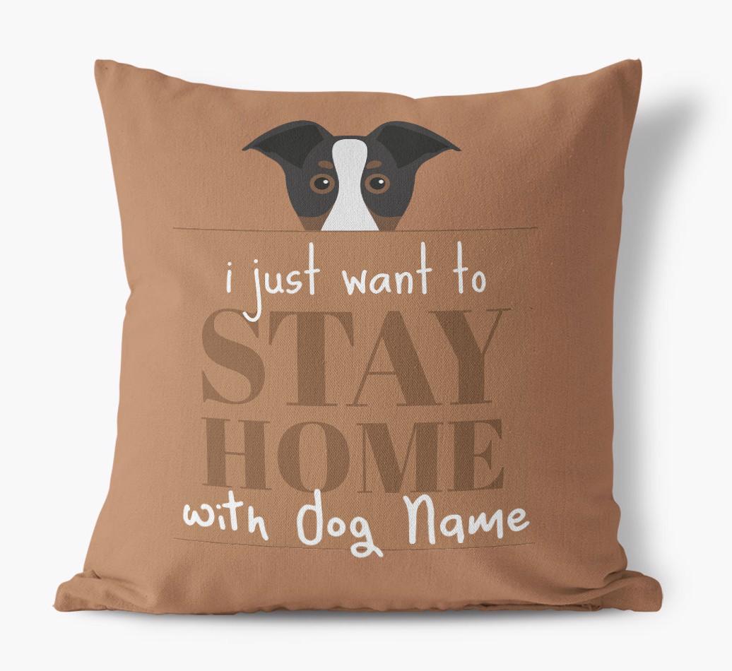 Stay Home: Personalized {breedFullName} Canvas Pillow