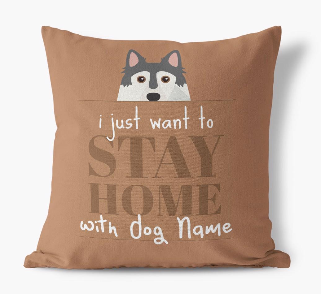 Stay Home: Personalized {breedFullName} Canvas Pillow