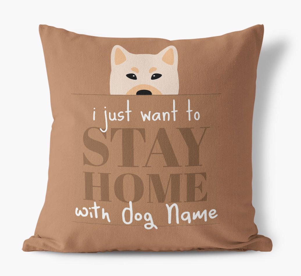 Stay Home: Personalized {breedFullName} Canvas Pillow
