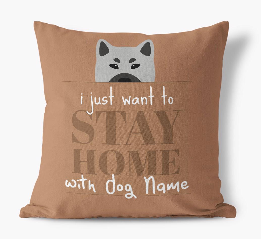 Stay Home: Personalized {breedFullName} Canvas Pillow