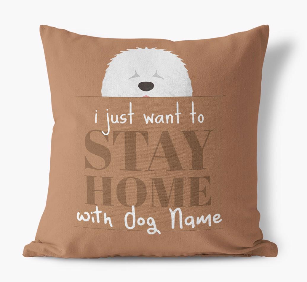 Stay Home: Personalized {breedFullName} Canvas Pillow