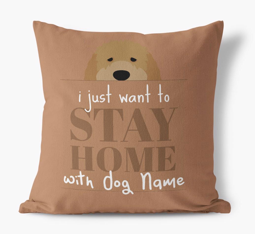 Stay Home: Personalized {breedFullName} Canvas Pillow