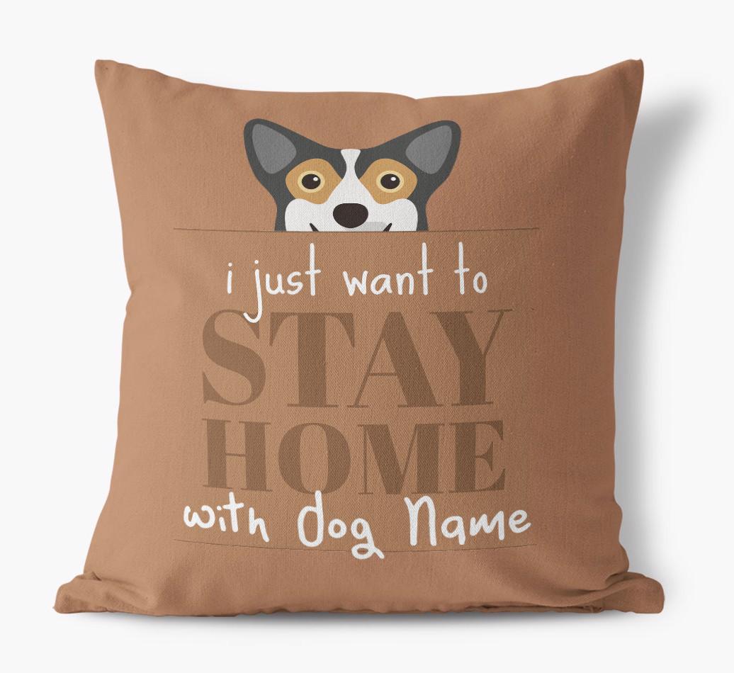 Stay Home: Personalized {breedFullName} Canvas Pillow