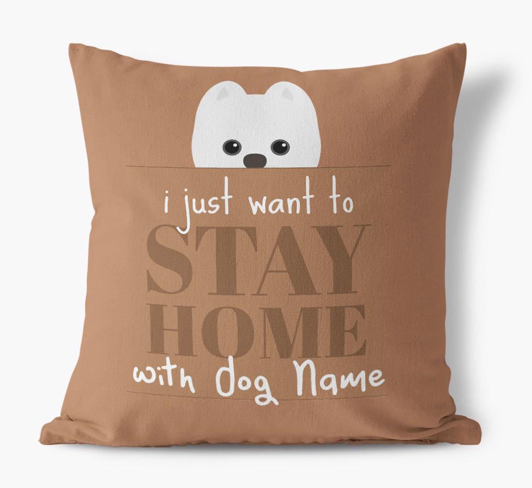 Stay Home: Personalized {breedFullName} Canvas Pillow