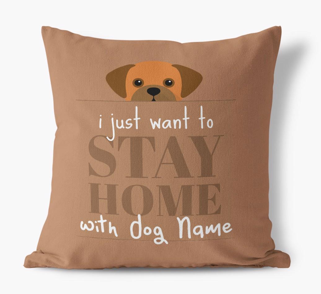 Stay Home: Personalized {breedFullName} Canvas Pillow