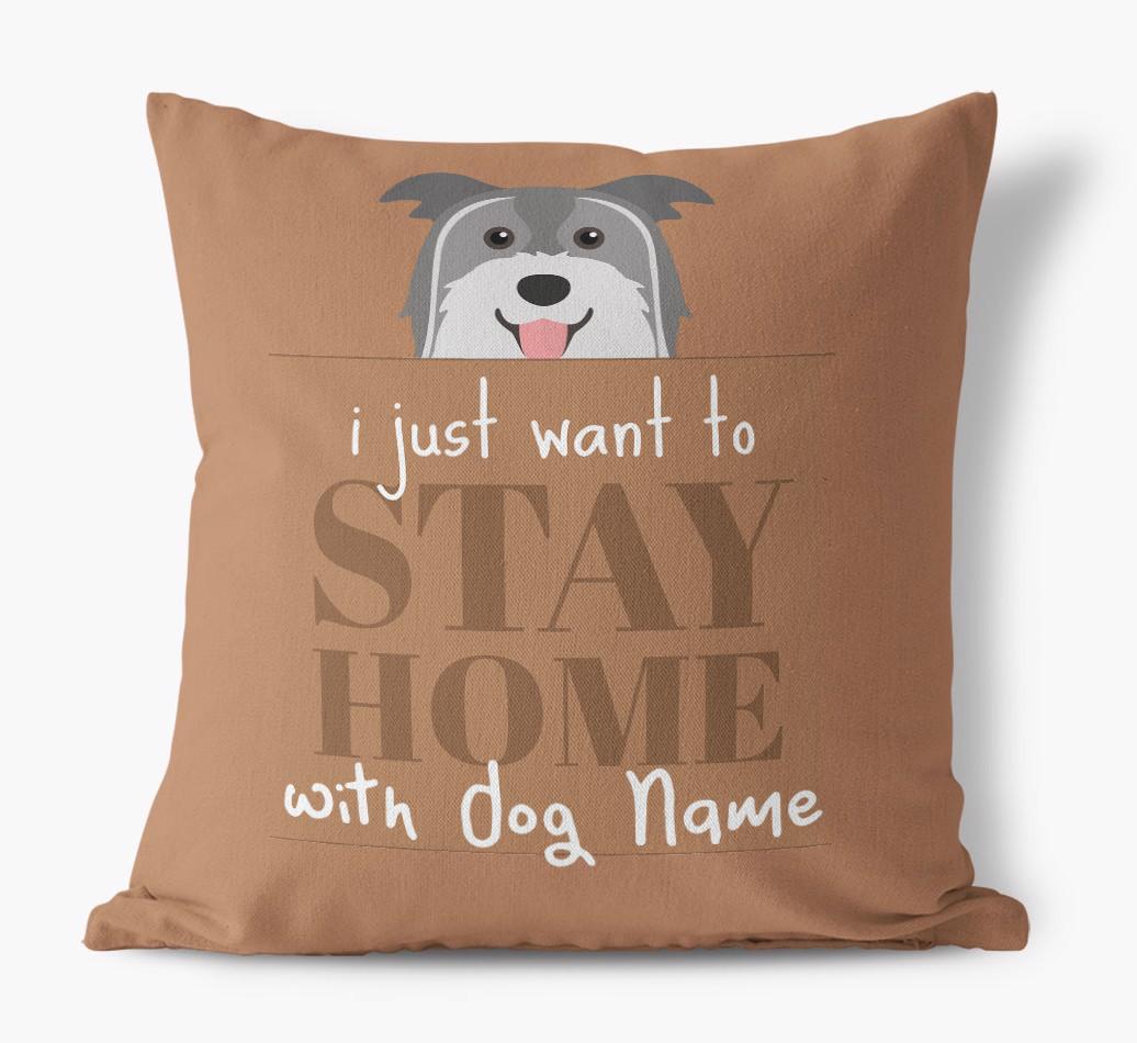 Stay Home: Personalized {breedFullName} Canvas Pillow