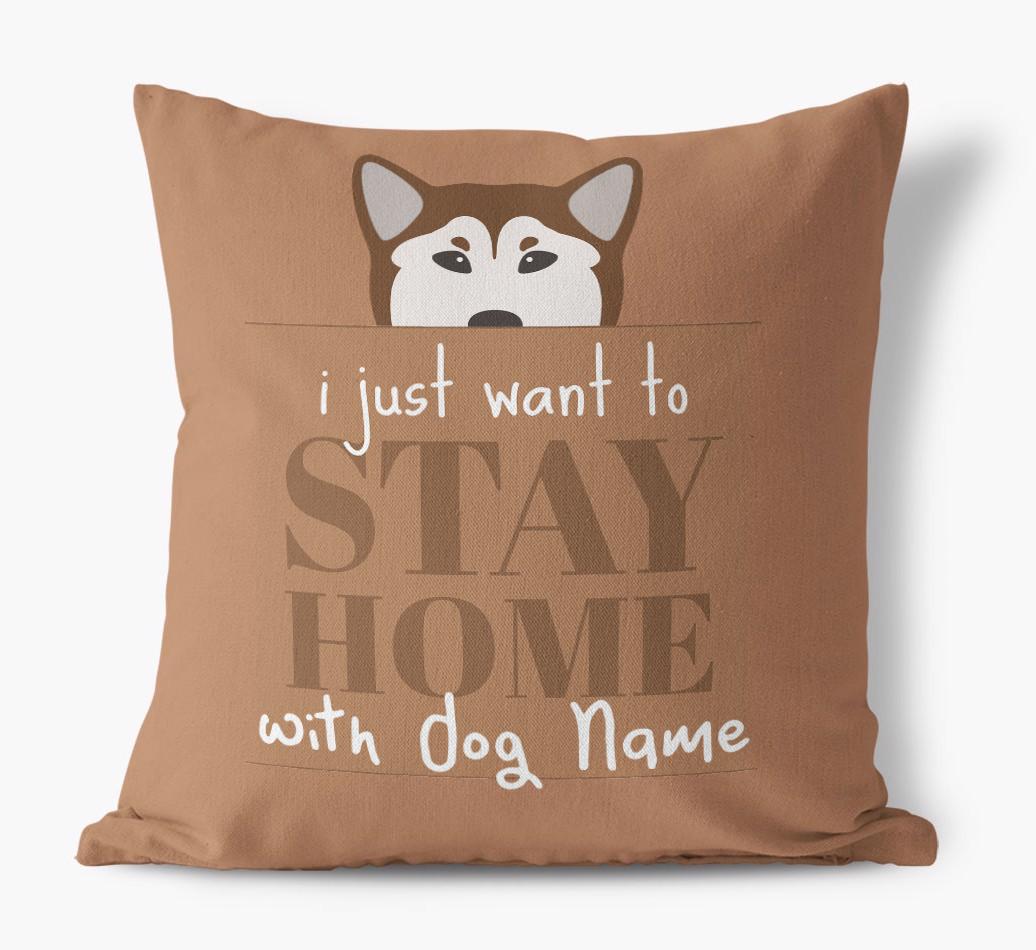Stay Home: Personalized {breedFullName} Canvas Pillow