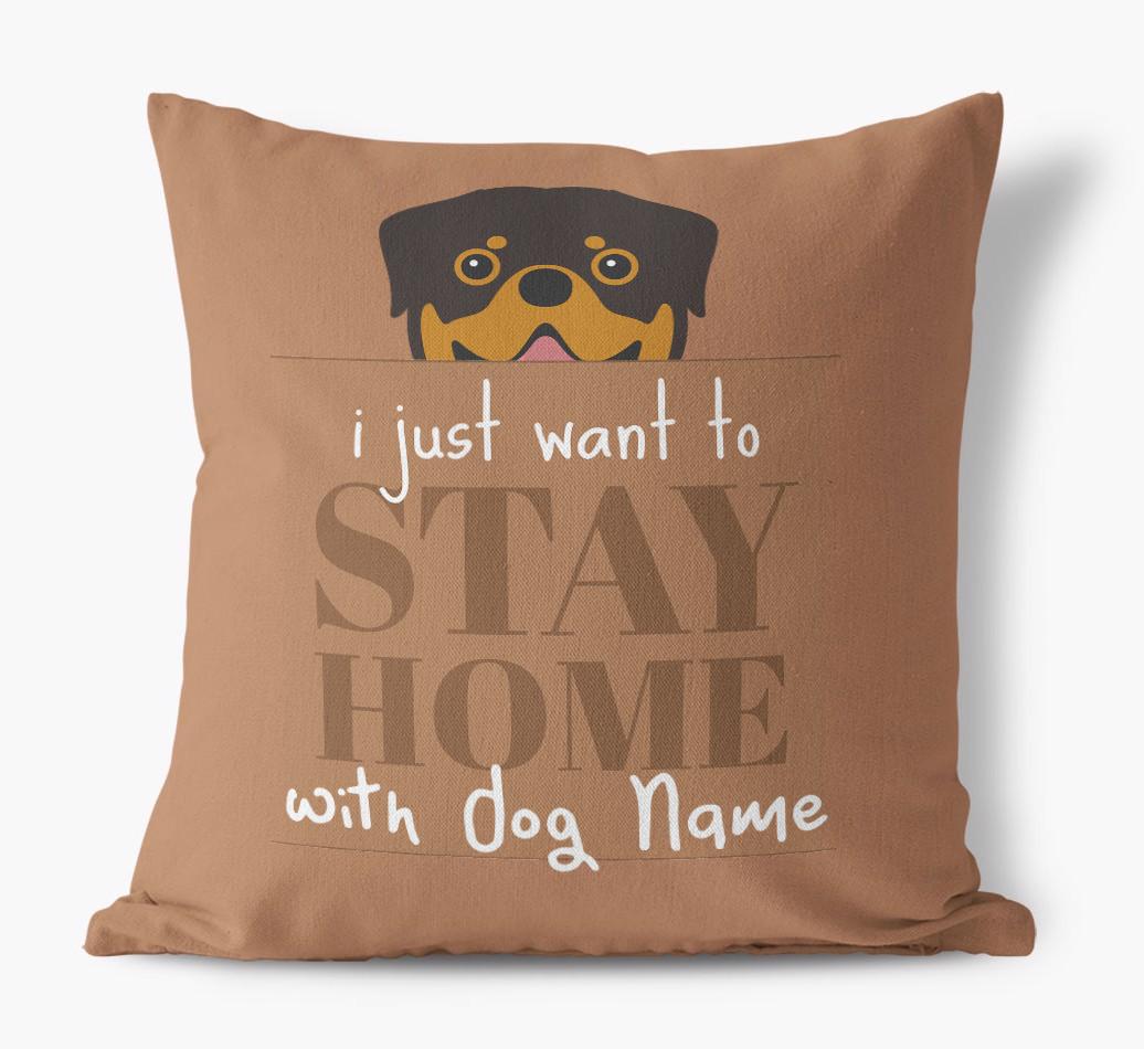 Stay Home: Personalized {breedFullName} Canvas Pillow