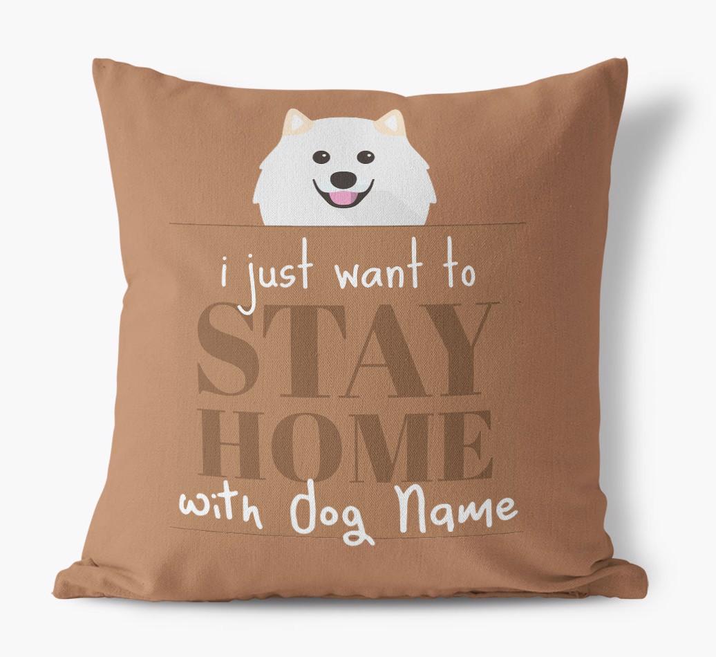 Stay Home: Personalized {breedFullName} Canvas Pillow