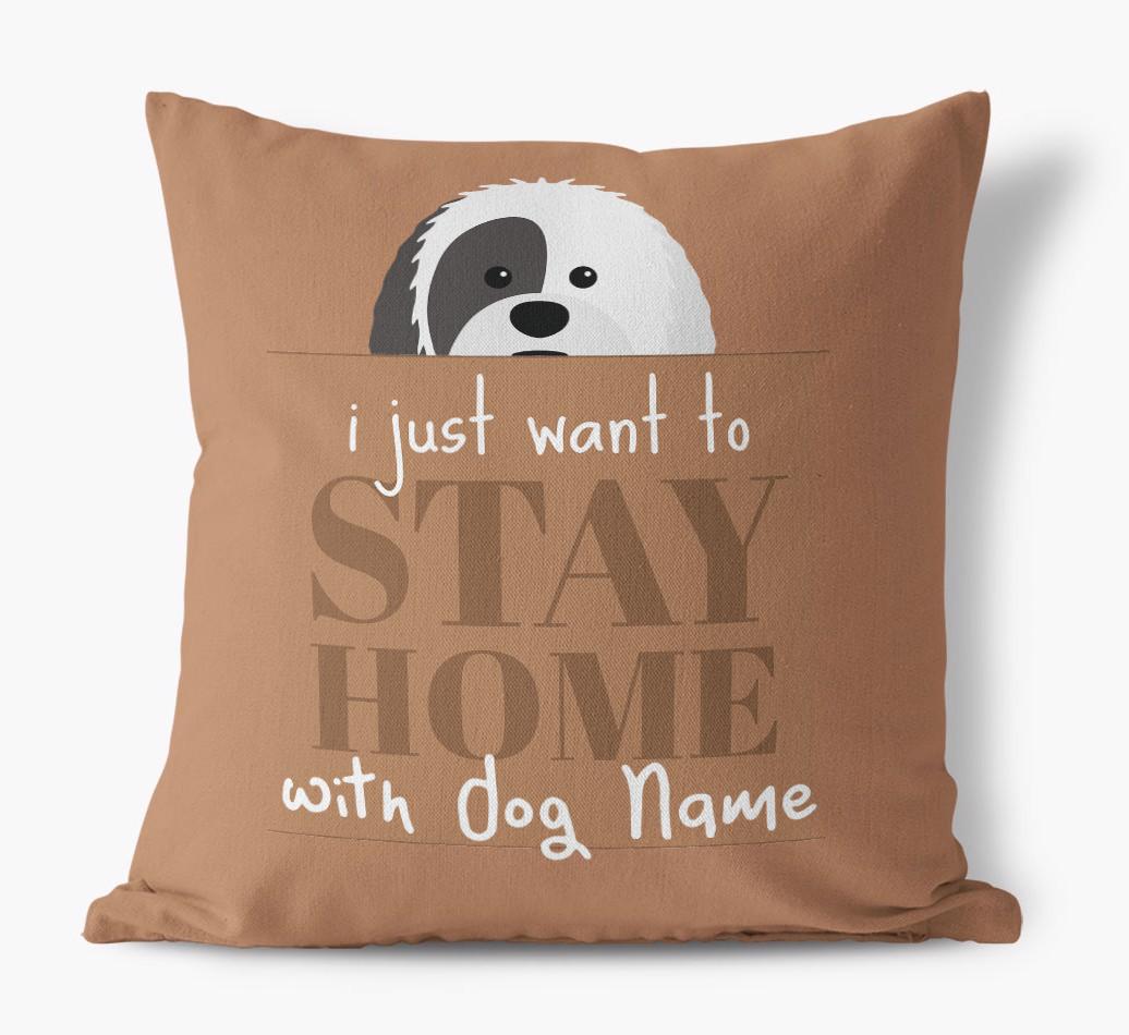 Stay Home: Personalized {breedFullName} Canvas Pillow