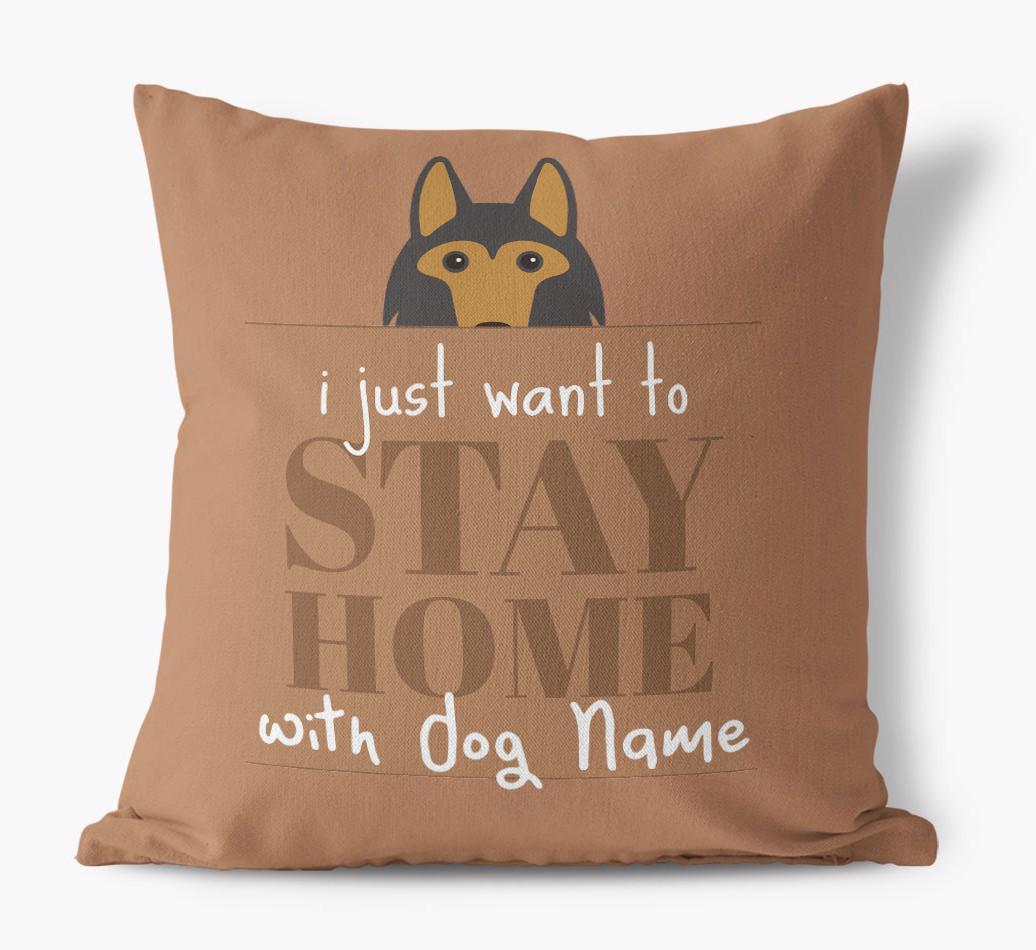 Stay Home: Personalized {breedFullName} Canvas Pillow
