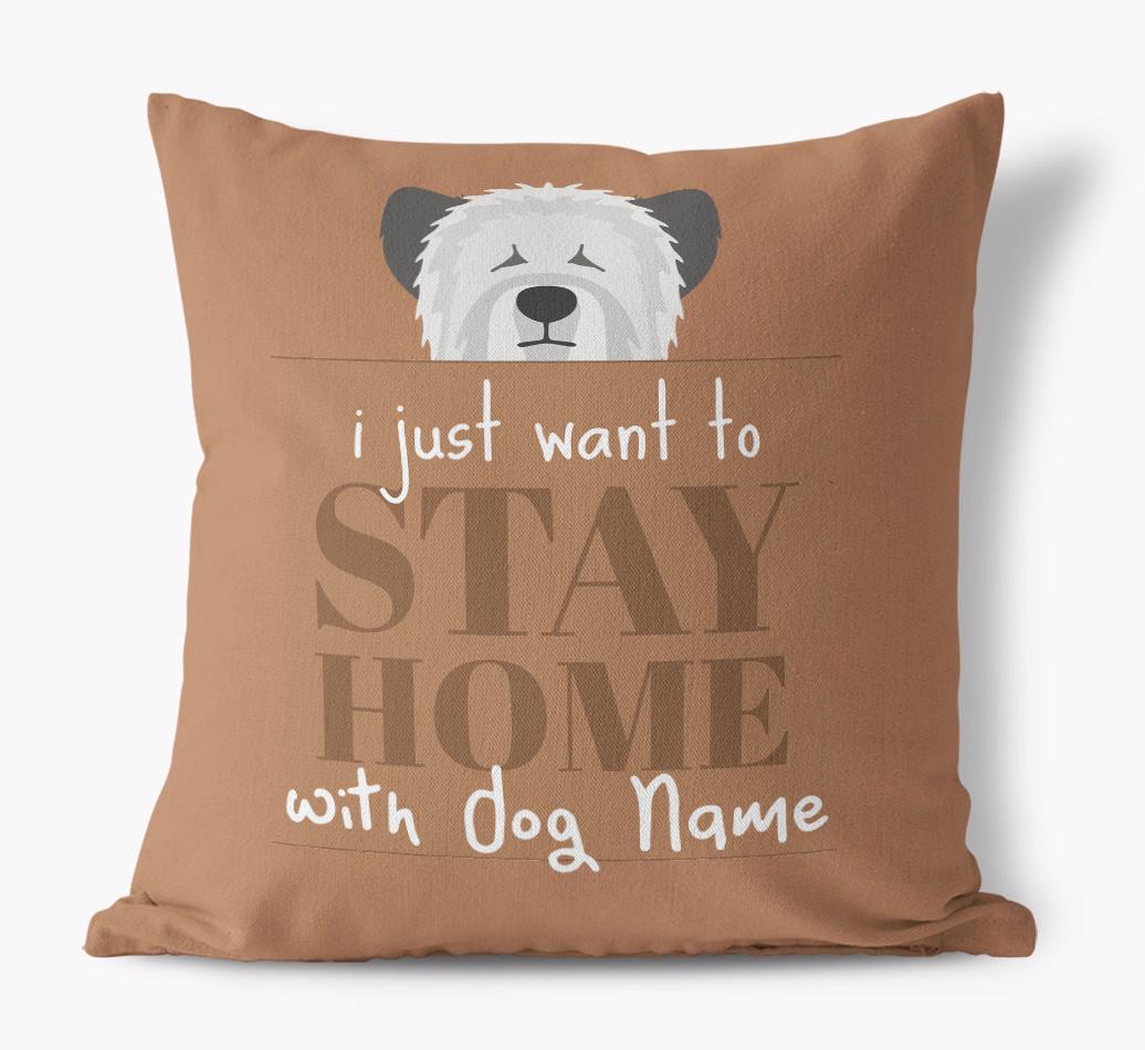Stay Home: Personalized {breedFullName} Canvas Pillow