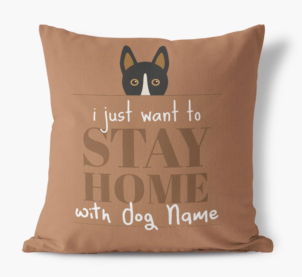 Stay Home: Personalized {breedFullName} Canvas Pillow