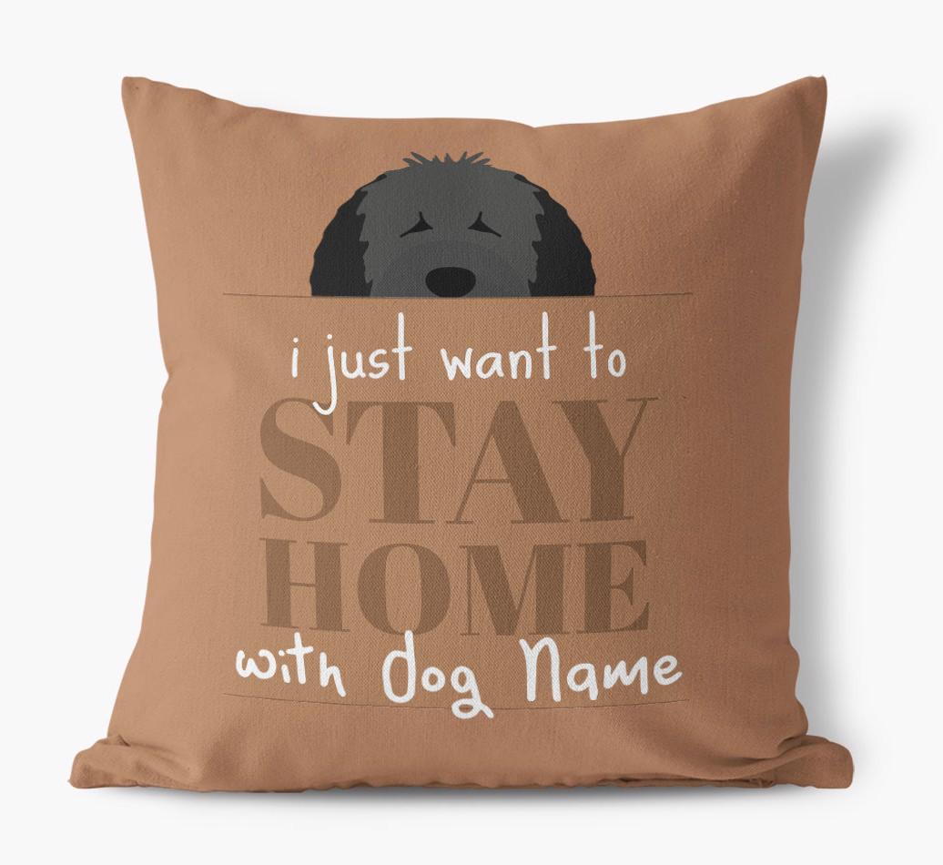 Stay Home: Personalized {breedFullName} Canvas Pillow