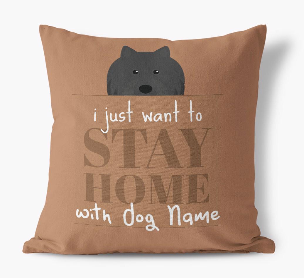 Stay Home: Personalized {breedFullName} Canvas Pillow