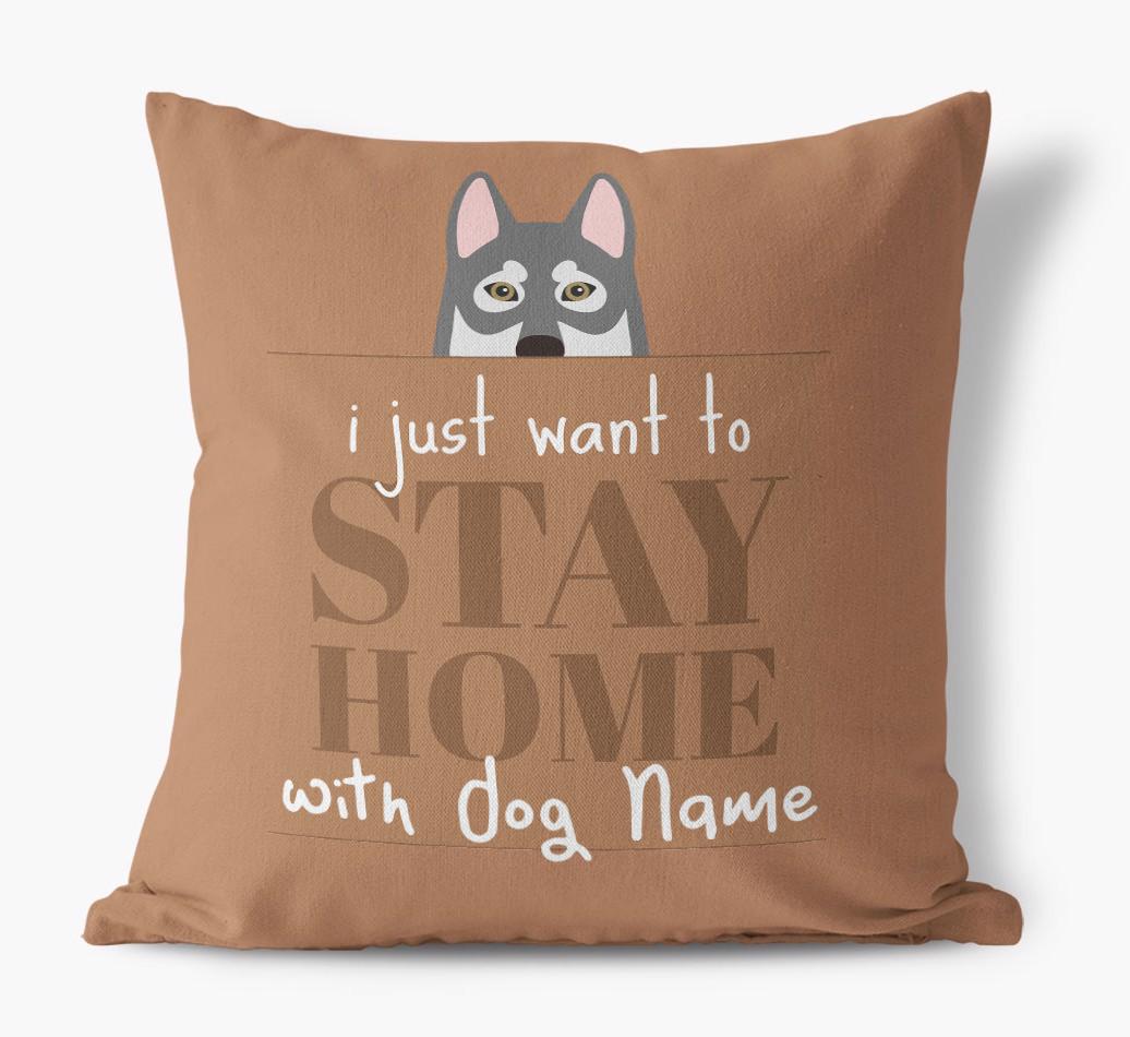 Stay Home: Personalized {breedFullName} Canvas Pillow